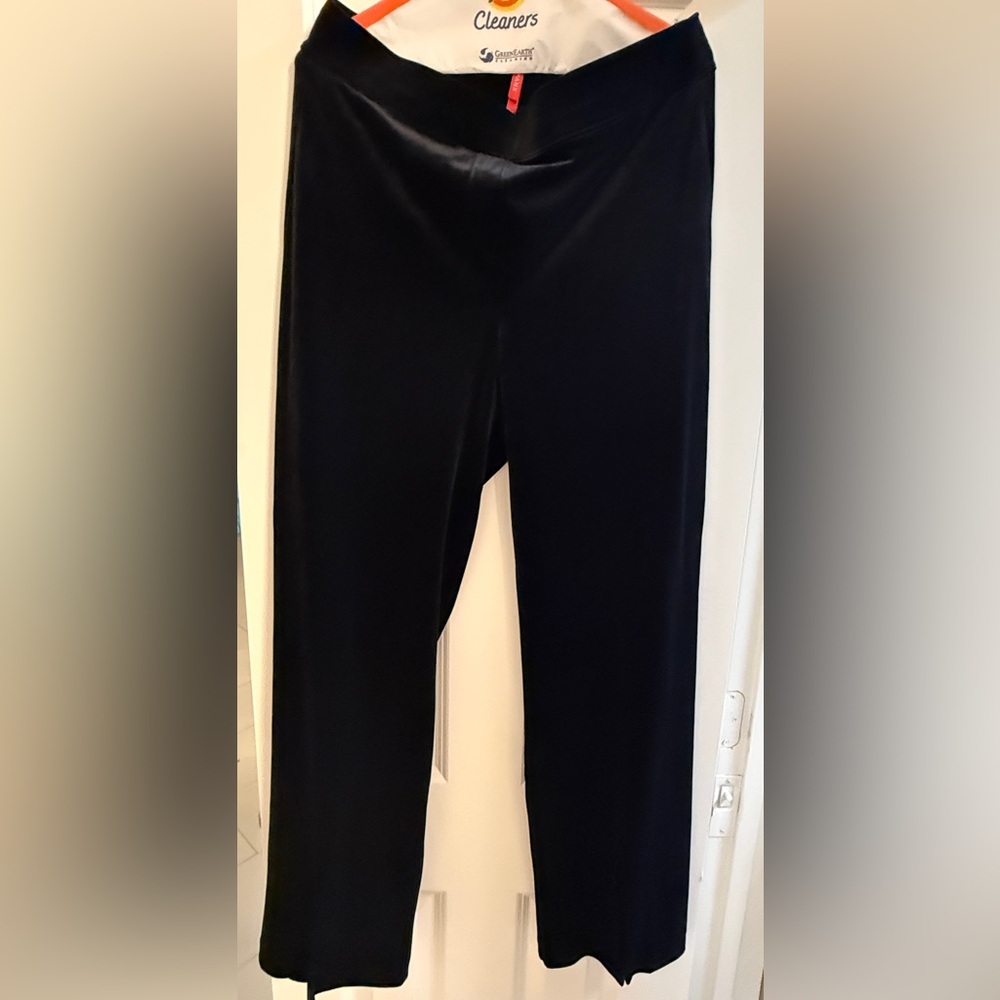 SPANX Black Velvet Front Slit Pant Ladies Size XL